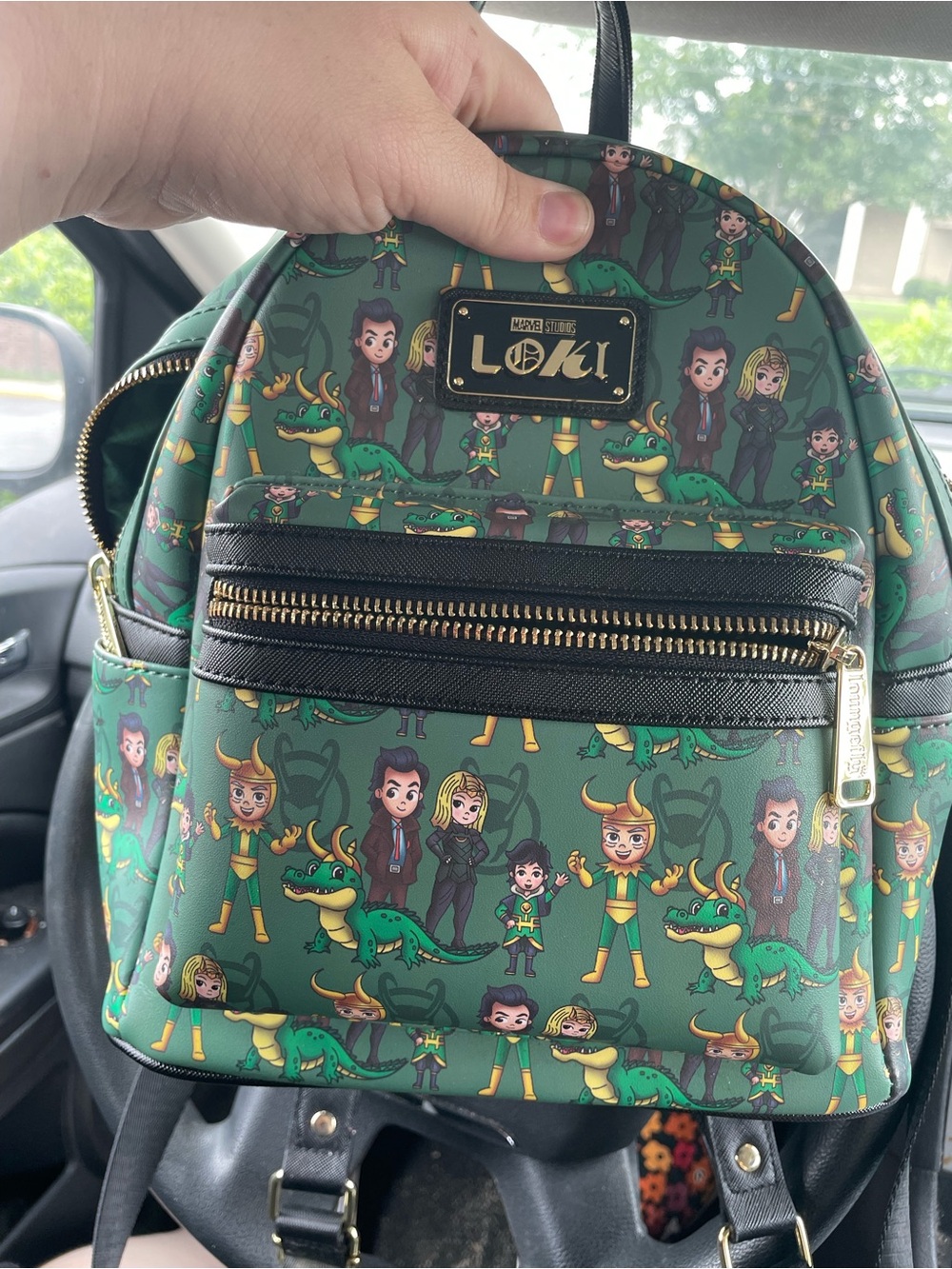Loungefly Green Marvel Loki Patterned Mini Backpack